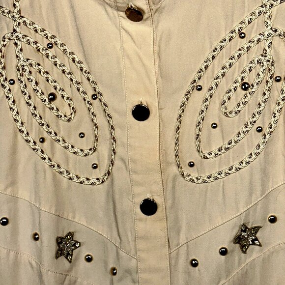 Vintage Rafael Western Star Appliqué Jacket Sz S Boho Rodeo Cowgirl Core Shacket - Picture 6 of 11